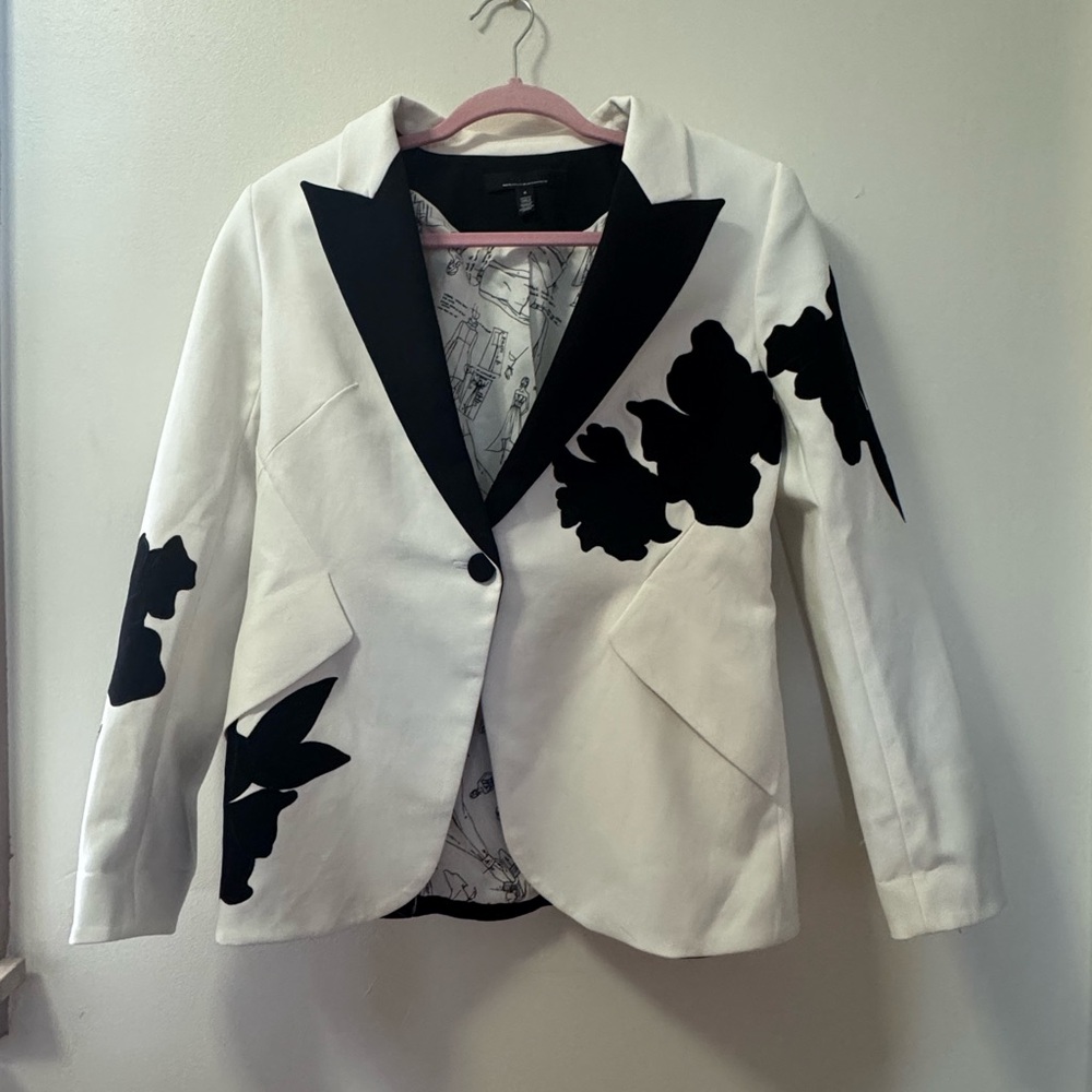 White House Black Market Floral Contrast Blazer